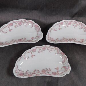 Lot of Three  Antique White and Pink Haviland Bone Plates # 25979